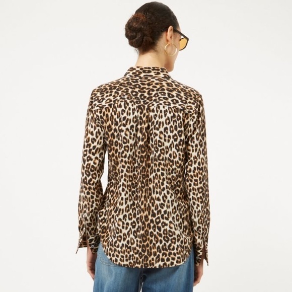 Equipment Slim Signature Leopard Print Silk Button Down Top Long Sleeve Size XS - Picture 13 of 16